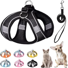 Soft Mesh Small Dog Cat Harness Leash Adjustable Reflective No-Pull XXS
