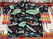 Vintage REYN SPOONER Hawaiian Shirt Nassau Bahamas Swordfish Hula Rayon XL