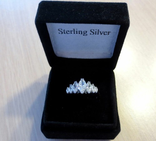 New 925 Sterling Silver 7 cz Stone MARQUISE BAND RING Wedding Engagement SIZE 10