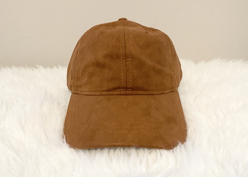 $59.50 J Crew Cognac Brown Adjustable Light Faux Suede Baseball Cap Hat NEW NWT