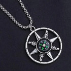 Compass Magnetic Variation Jewelry Vintage Silver Look Retro Pendant Necklace
