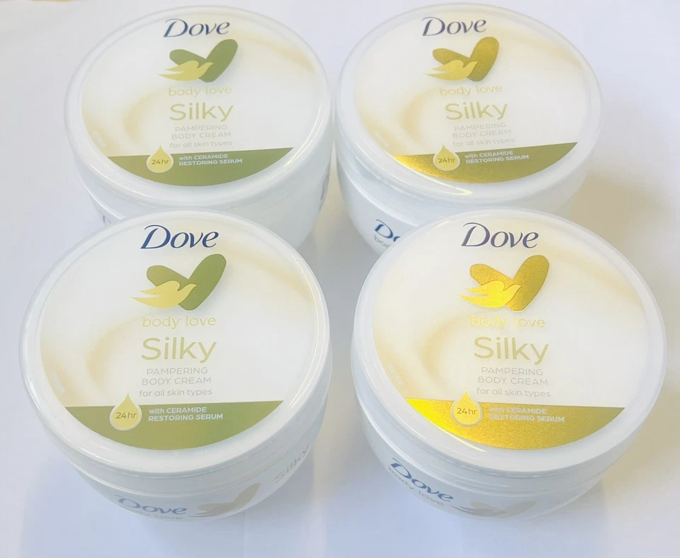 4 x 300ml Dove Silky Body Cream Tub Pampering Body Cream All Skin Types - image 2 of 2