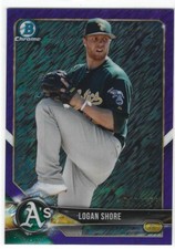LOGAN SHORE 2018 BOWMAN CHROME PROSPECTS PURPLE SHIMMER REFRACTOR #49/655 A'S S5