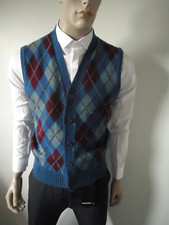vintage NOS mens SWEATER VEST L argyle y-front geek chic