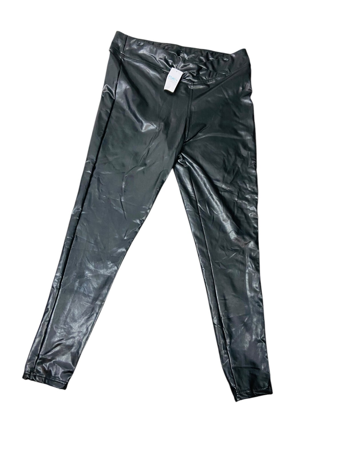 NWT Rue Womens Faux Leather Moto Biker Ankle Pants Black 2X
