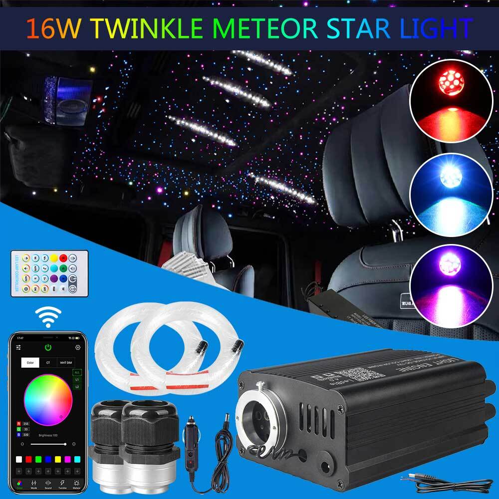 Twinkle/Meteor Star Headliner Light Kit For Car Or Home – RGB Fiber Optic Ceiling Lights (32W)