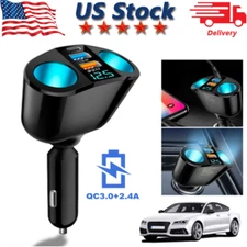 Dual USB Car Cigarette Lighter Socket Splitter Power Adapter Charger Outlet  LOT