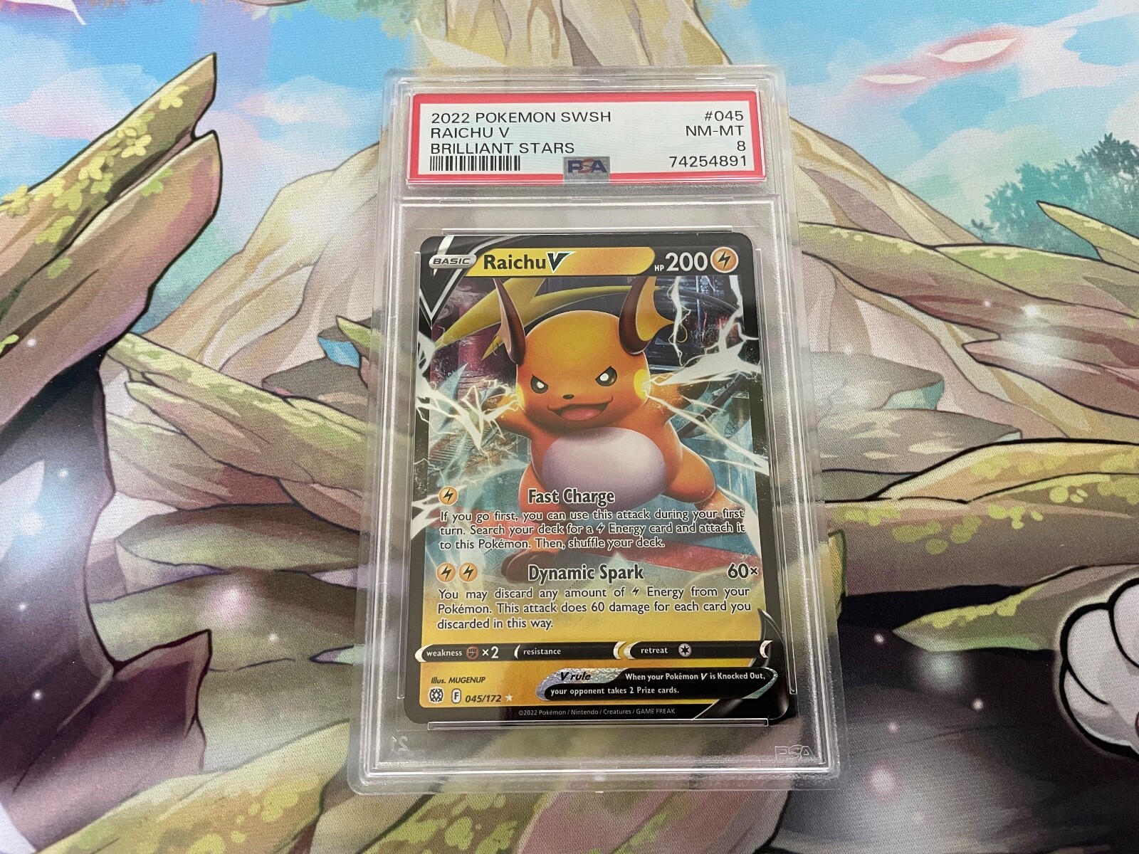 Pokemon Sword & Shield Brilliant Stars FA 045/172 Raichu V Full ARt PSA 8 MINT