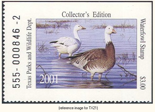 Estampilla de pato de Texas D2K 2001 ($3,00) - Imagen 1 de 1