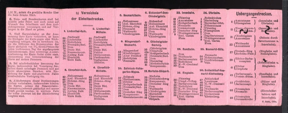1906 Germany. City of Cologne, entire year, street car pass w/ canceled stamps. - Image 2 of 2