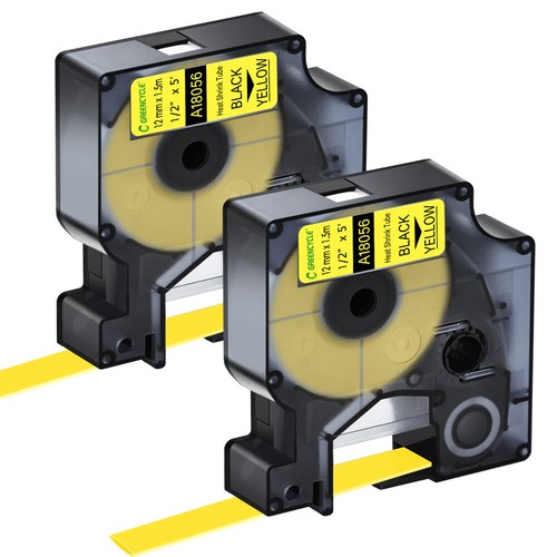 Cinta de etiqueta de tubo termorretráctil industrial 18056 para DYMO Rhino 1000 3000 4200 paquete de 2