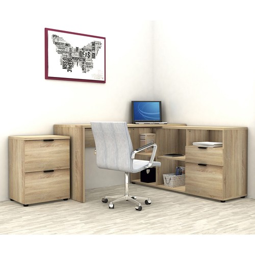 Rico 2 Drawer Filing Cabinet Office Home Shelves Storage Cupboard Organise Oak - Picture 10 of 10