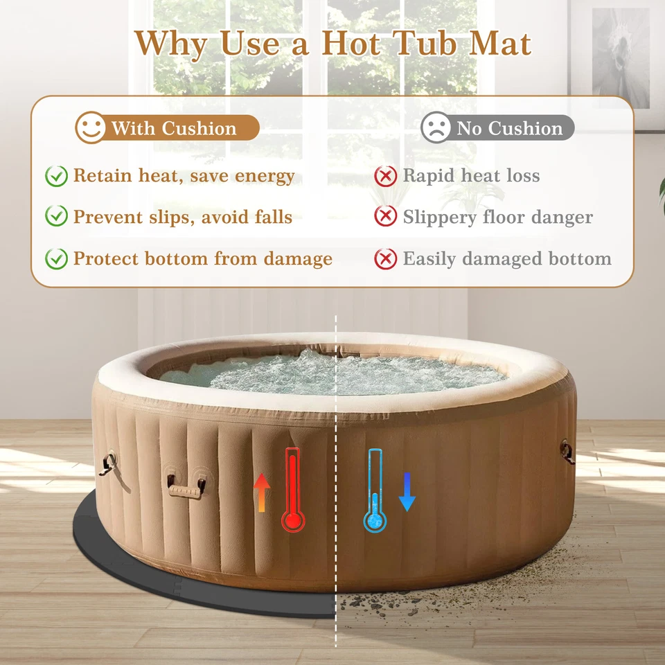 77” EVA Hot Tub Mat Waterproof Non-Slip Insulation Floor Protector for Spa Pool - Image 3 of 4