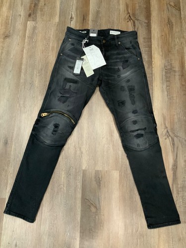 G-Star RAW 5620 3D Zip Knee Slim Jeans Nero Black Stretch Denim Sz 30 x 32