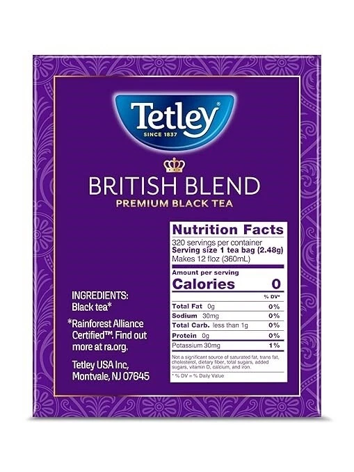 Tetley British Blend Premium té negro, 320 bolsitas de té, certificado Rainforest Alliance Foto 3 de 4