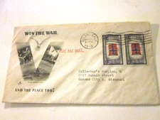 1945 US Postal History WW II WIN THE WAR ART CRAFT CACHET DELANO CA CANCEL