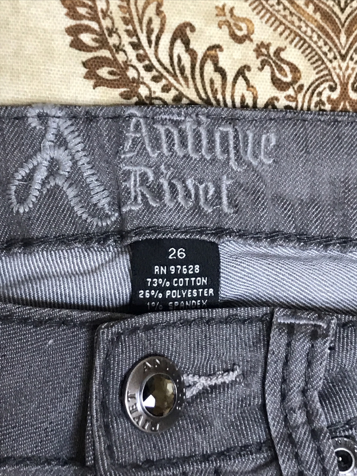 Antique Rivet Jeans Straight Leg Low Rise Women's Des… Gem