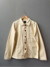 60s Style Ecru Cotton Canvas Chore Jacket - S M L XL