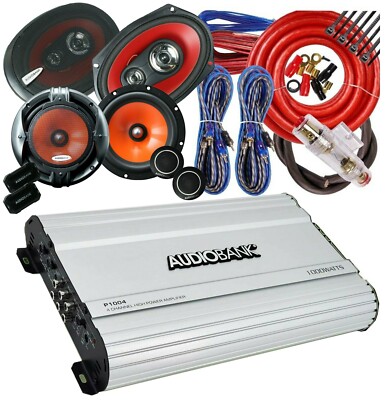 2x Audiobank AB-650C 6.5'' +2x AB-6970 6x9 Speakers + P1004 Amplifier + 4 Ch Kit