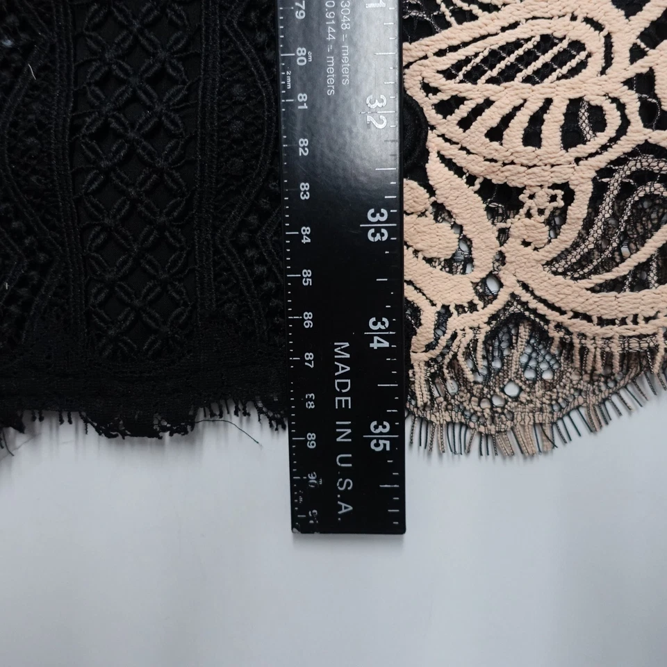 Vestido recto Nanette Lepore para mujer 4 rosa del desierto negro encaje Paramour sin mangas Foto 3 de 4