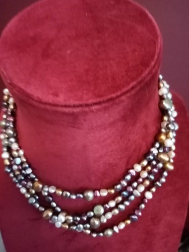 Pearls Freshwater Cultured Multi Colour 76" Long Honara - Picture 7 of 14