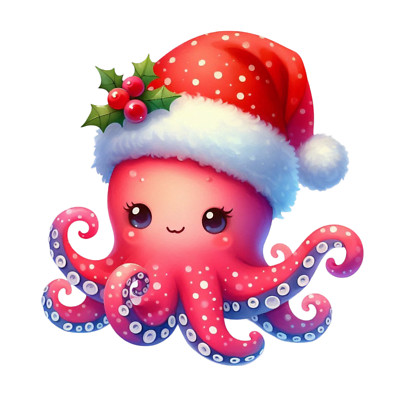 Christmas Octopus Wall Decal Sticker 18X18cm Large