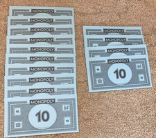2017 Monopoly Game Replacement Pieces 14 Blue  $10 Bills