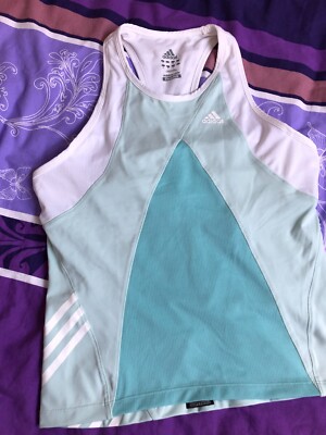 ADIDAS CLIMACOOL Damen Bustier Top Sport Fitness Yoga Gr. 42 Ocean ungetragen