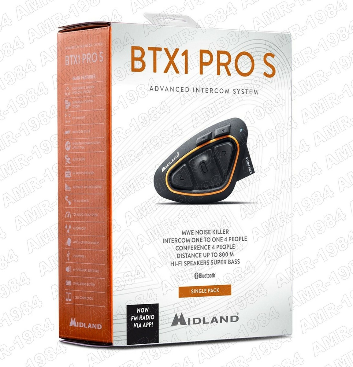 Bluetooth Intercom Midland BTX1 Pro S 2022 Single Hi-Fi Speaker 