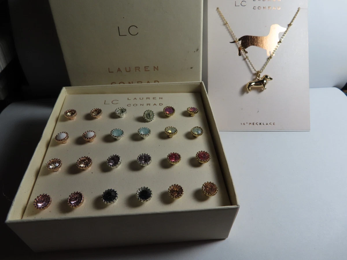 lc lauren conrad earrings SET and Dog Necklace Jewelry Lot eBay