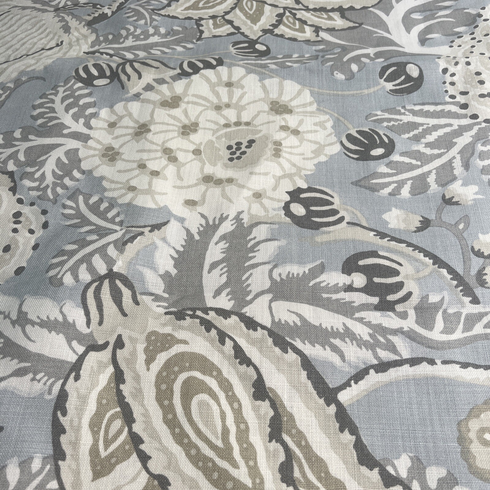 Thibaut "Mitford" In Blue /cream Linen 5 Yds Available eBay