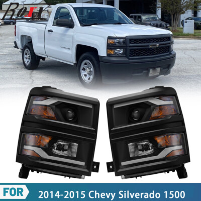 2014-2015 for Chevy Silverado 1500 Projector LED DRL Headlights 14-15 Front Lamp