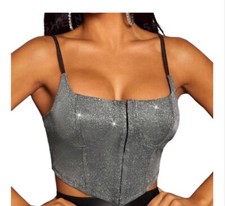 Silver Glitter Corsets Top Size Large