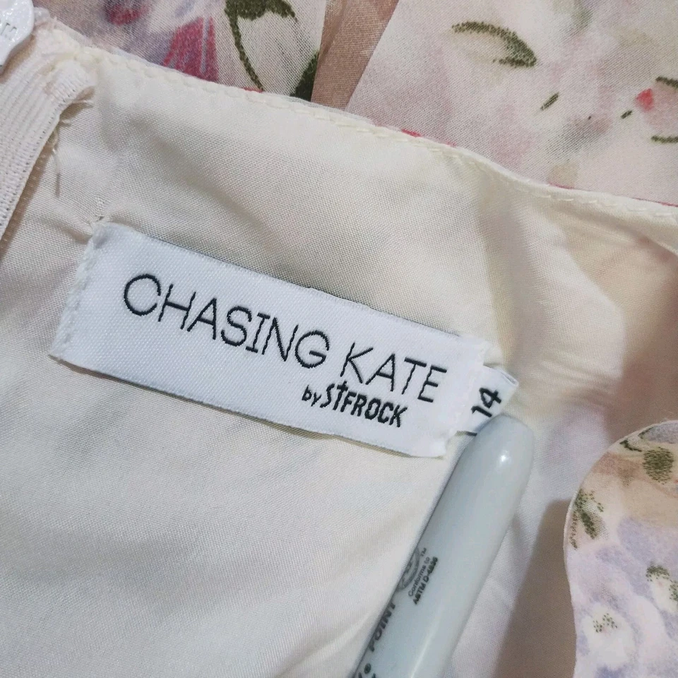 Chasing Kate by St Frock Womens Size 14 Cream Antique Rose Floral Romper Dress - image 4 of 4