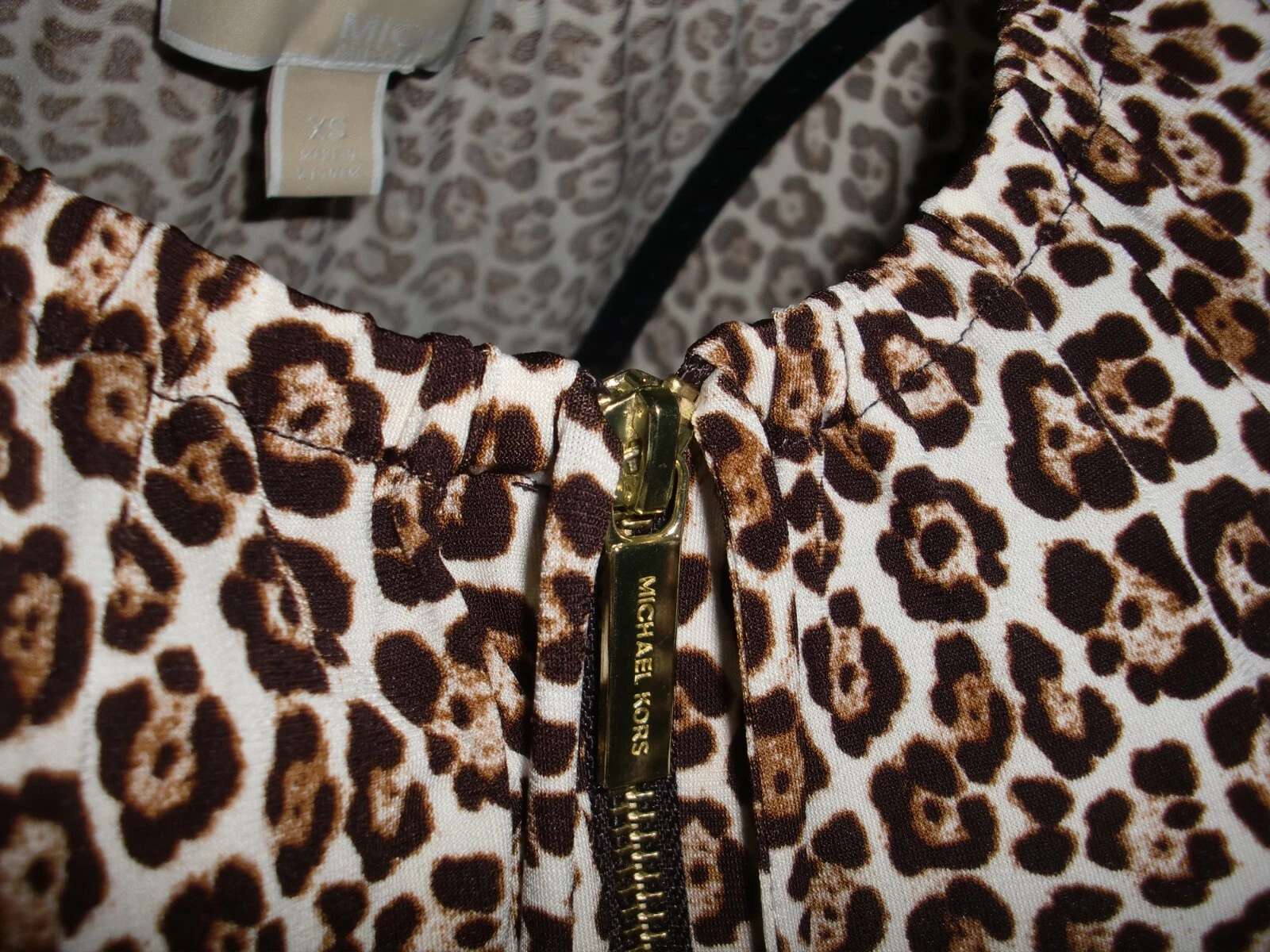 Abito donna~MICHAEL KORS~STAMPA ANIMALIER~ZUP UP~STRETCH~MANICATO taglia XS~CARINO~