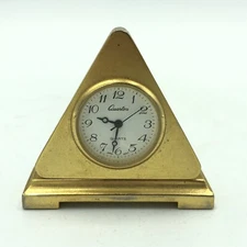 Vintage Quartex Quartz Japan Movt Mantel Desk Clock Triangle
