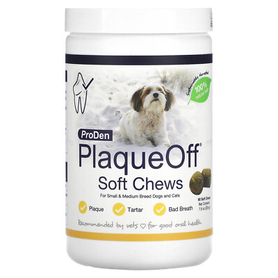 PlaqueOff Soft Chews, For Small & Medium Breed Dogs & Cats, 90 Soft Chews, 7.9