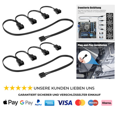 2x PWM-Lüfter-Splitter-Kabel 1x4-Pin zu 4x4-Pin-Stecker