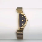 Vintage Seiko  Black/Gold Tone Half Moon Ladies Watch 6.75" Works Great!
