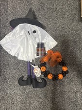 Lot Of Halloween Decorations Pumpkin Wreath, Lights, Hanging Witch Ghost  Skull