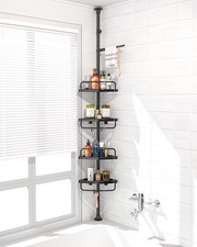 4 Layer Corner Shower Caddy, Stainless Steel Constant Tension Pole Shower Or...
