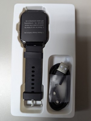 Hoxe Smart Watch Fitness Tracker Black Silicone Band Metal Case