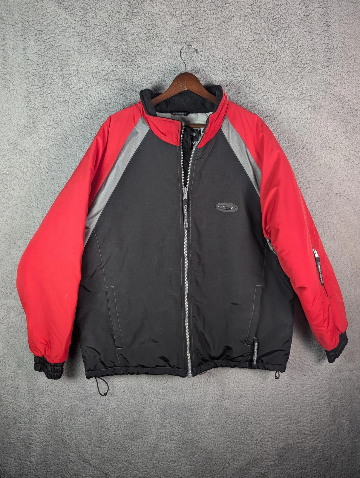 Coldwave Jacket Mens XL Black Red Insulated Ski Puffer Full Zip Winter Outdoor