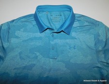 Under Armour Mens XL Camo Playoff Polo Blue Short Sleeve Golf Shirt
