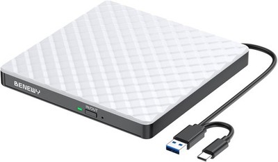 BENEWY Externes CD DVD Laufwerk USB 3.0 & Type-C CD DVD +/-RW Brenner Optische