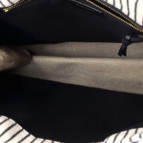 Saint Laurent Rive Gauche Shopper Tote Striped Canvas Small - Picture 5 of 7