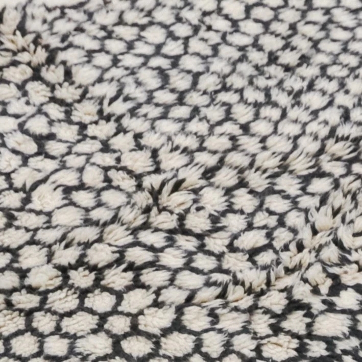 Morocco Handmade Soft Wool Moroccan Rug – Cream Black Beni Ourain Berber Carpet - Image 4 of 4