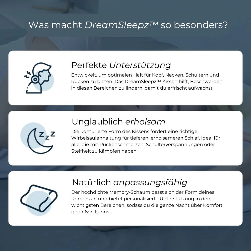 DreamSleepz Orthopädisches Schlafkissen Memory Foam Kopfkissen soft ergonomisch