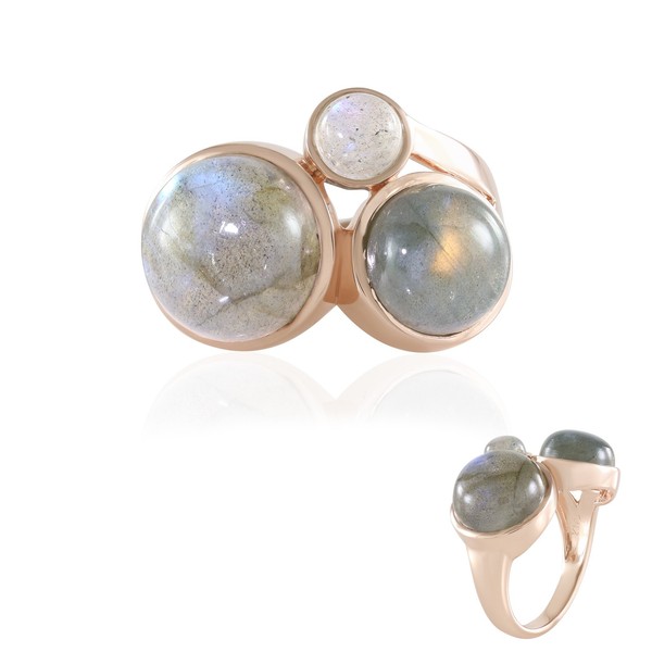 Cavill Maniry Labradorit Ring Damen Silber RoséVergoldet 8 60Ct Rundes Design-image