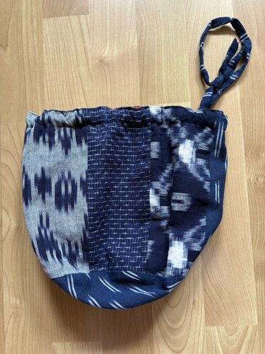 TOAST ARTY BOHO NAVY & WHITE COTTON SMALL DRAWSTRING POUCH BAG - Picture 2 of 11